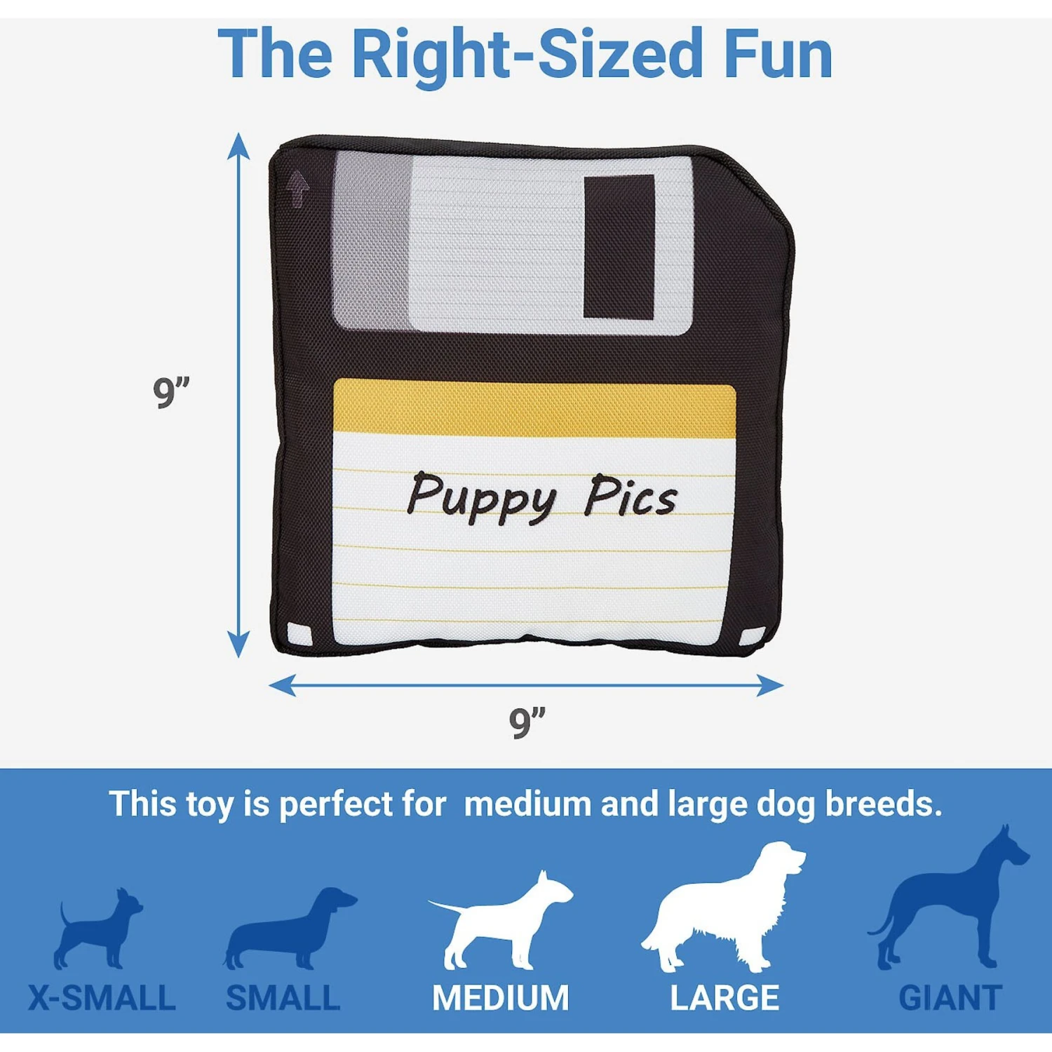 Frisco Retro Floppy Disc Ballistic Nylon Plush Squeaky Dog Toy - Image 2