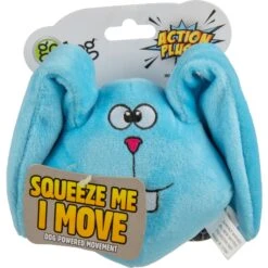 GoDog Action Plush Blue Bunny Animated Squeaker Dog Toy